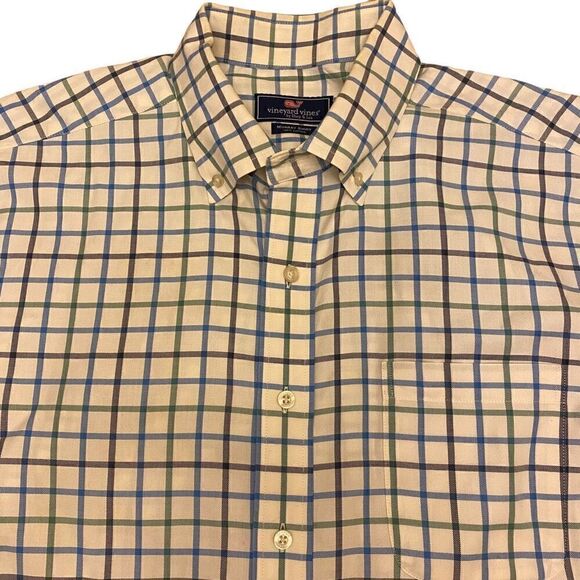 Vineyard Vines White and Blue Long Sleeve Murray Button Down Shirt Sz L - Picture 2 of 14